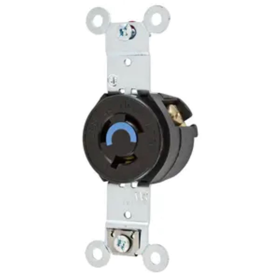 Hubbell HBL4560RT Twist-Lock Single Receptacle 15A/250V L6-15R Black