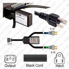 Zonit uATS1-LV-YC13-515-6 ATS Input 2x5-15 Plug 6' Cords to Output C13