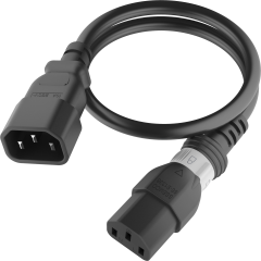 IEC320 C14 Male Plug to C13 Connector Universal S-Lock 0.9 meters / 3 feet 10A/250V 18/3 SVT Black - Universal Locking Power Cord