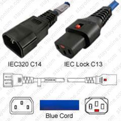 6FT Self Locking Power Cord - IEC-Lock C13 To NEMA 5-15P Cable
