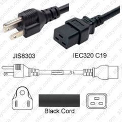 Japan JIS8303 Male Plug to IEC320 C19 Connector 3.0 Meters / 10