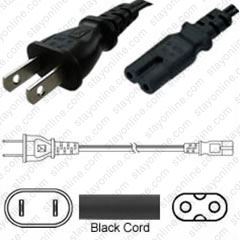 ケーブル Japan JIS8303 Plug to IEC320 C7 Connector 1.8 Meters / 6 Feet 7A