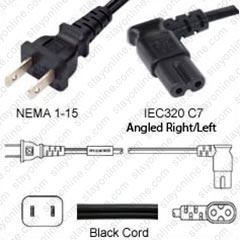 USA Power Cord (US Power Cord) NEMA 1-15P America UL Canada cUL Certified  AC Power Supply Cord Plug Cable - Cablesgo
